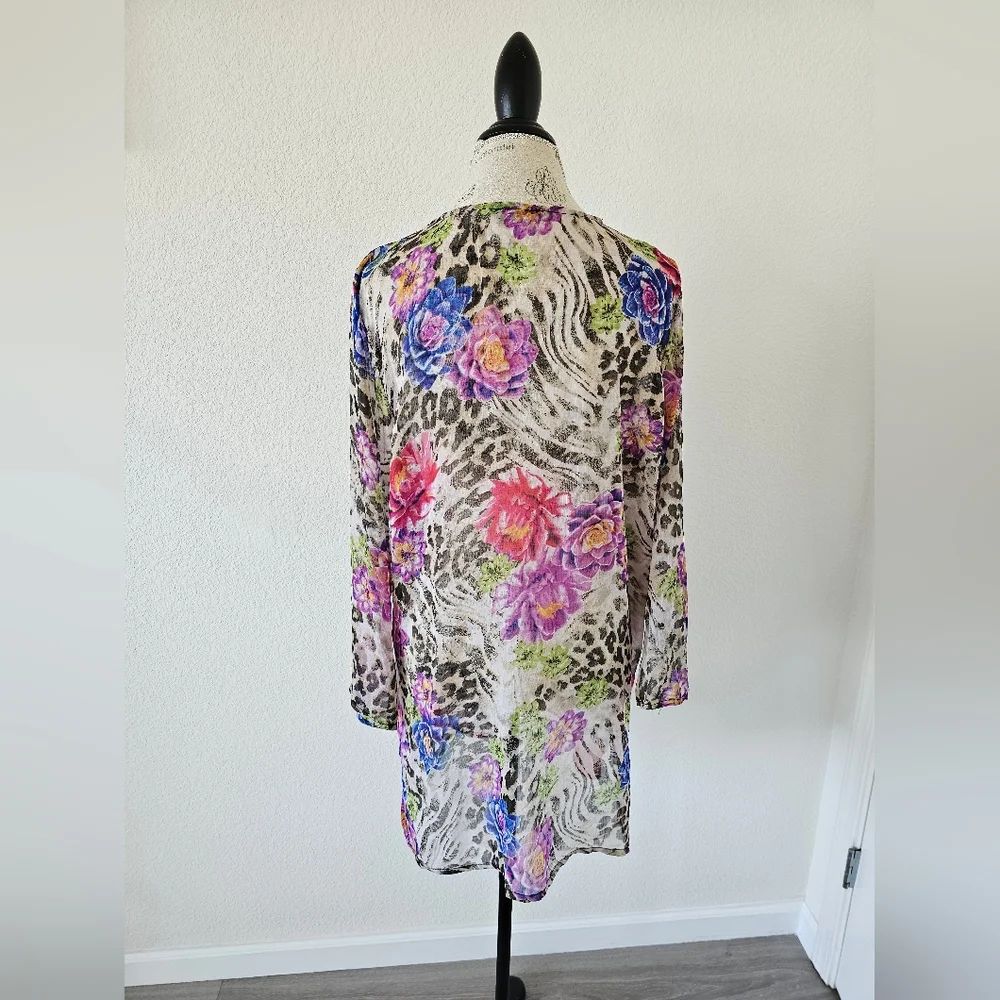Just Love Embellished Kaftan Tunic - Leopard & Floral Print - One Size - Boho